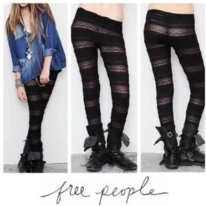 Free People Textured ruffle Leggings Pants XS goth whimsical witchy festival